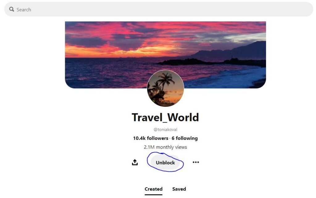 How to unblock someone on Pinterest